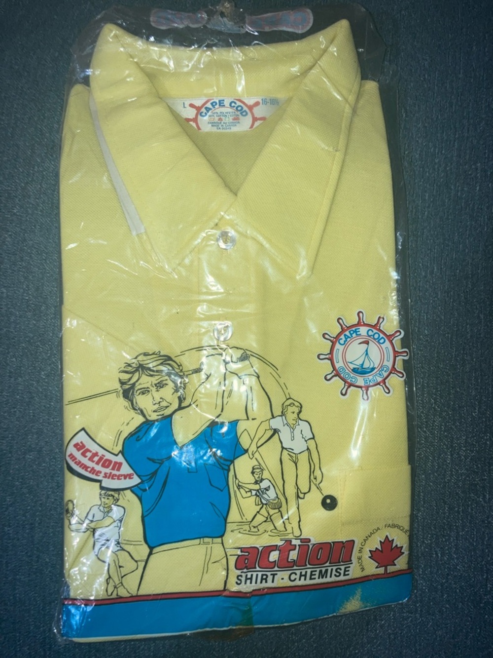 Vintage mens Yellow Action Polo Shirt